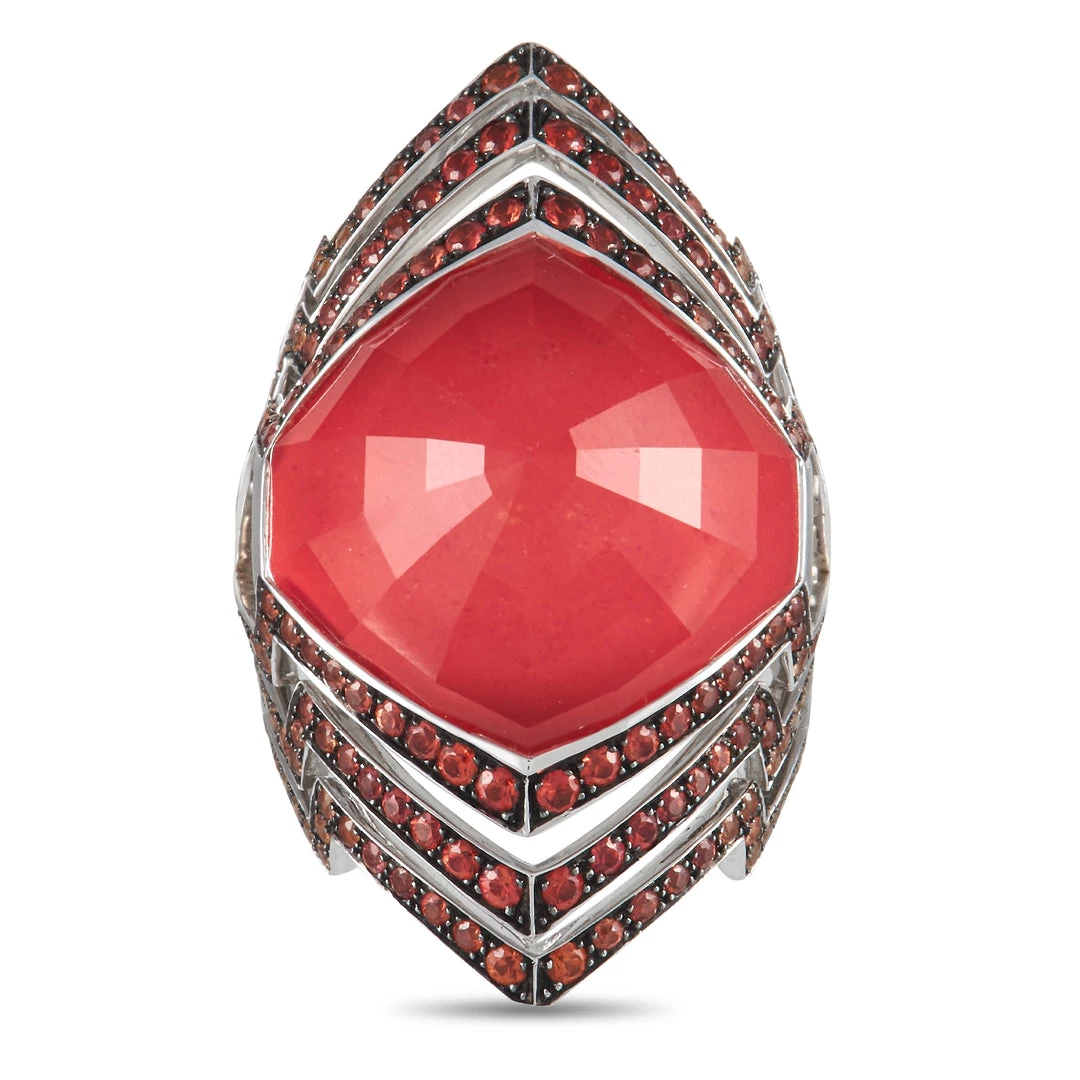 Hot Sale ๐ women Stephen Webster Lady Stardust 18K White Gold Pink Opal Quartz and Sapphire Zigzag Ring โญ 4 Hot Sale ๐ women Stephen Webster Lady Stardust 18K White Gold Pink Opal Quartz and Sapphire Zigzag Ring โญ - Image 4