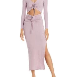 Promo 😉 Fore 👩 Womens Cut Out Rouched Midi 👗 Dress ✨