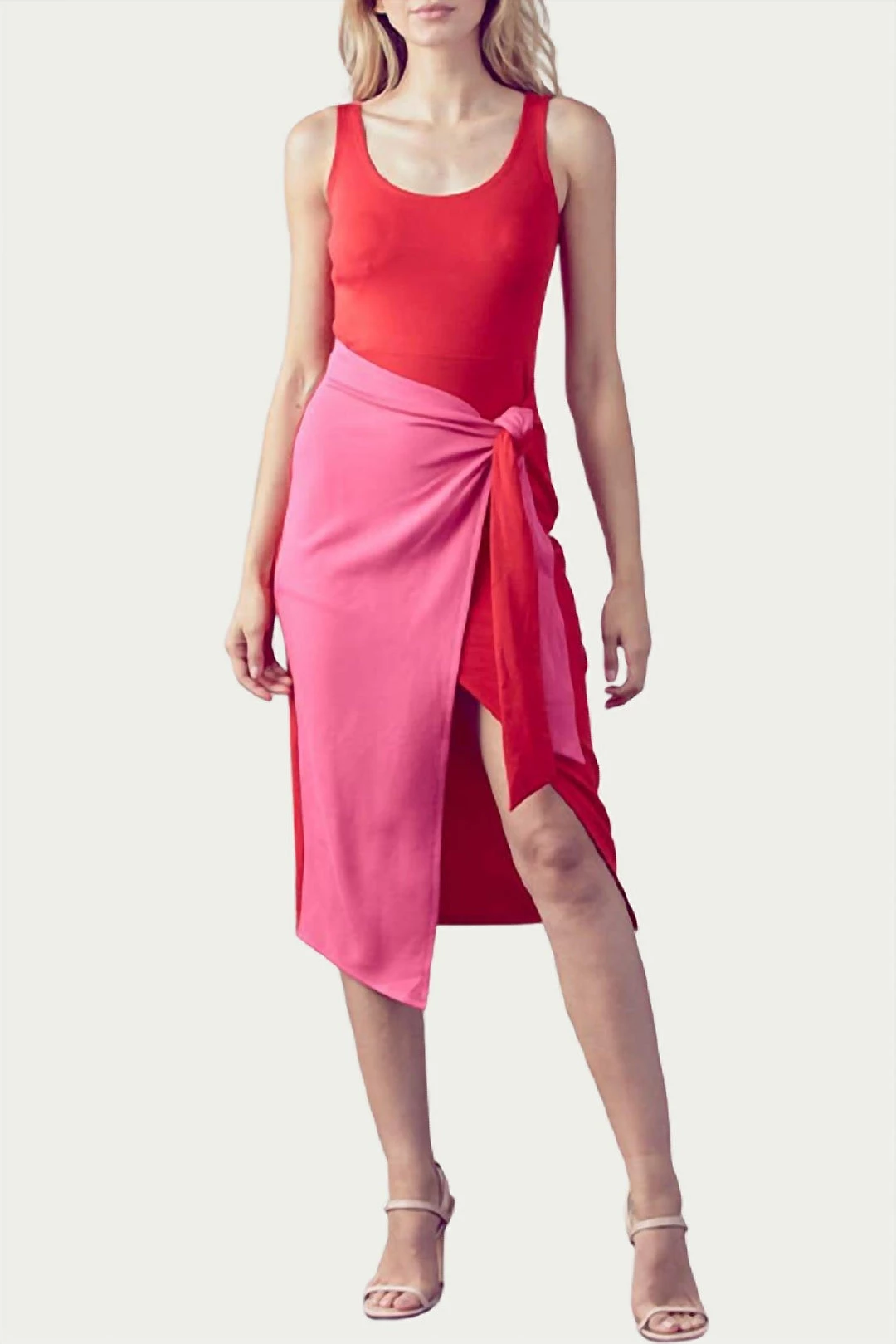 Best deal π Fore π© women Color-Block Wrap-Effect Midi π Dress in Red/Pink π 1 Best deal π Fore π© women Color-Block Wrap-Effect Midi π Dress in Red/Pink π