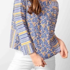 Outlet ✔️ Habitat 👩 women Patchwork Pullover in Denim 🔥