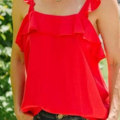 Buy 🥰 Velvet Heart 👩 women Salem Ruffle Tank in Red 🥰