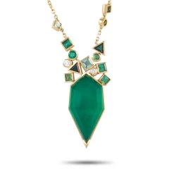 Brand new ๐ฏ women Stephen Webster 18K Yellow Gold 0.30 ct Diamond, Tourmaline and Green Agate Crystal Haze Necklace ๐ฅฐ