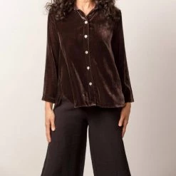 Deals 🎁 Habitat 👩 women Velvet Swing 👚 Shirt - 17231 in Chocolate ✔️