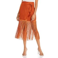Cheap ๐งจ Fore ๐ฉ Womens Fringed Faux-Wrap Midi ๐ Skirt ๐งจ