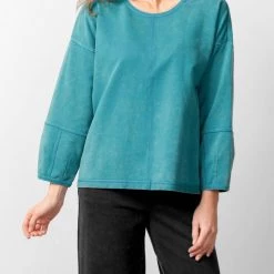 Budget 🎉 Habitat 👩 women River Wash Pullover in Teal 🔔