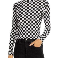 New 😉 Fore 👩 Womens Checkered Turtleneck Pullover Top 😀