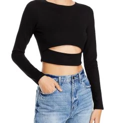 Buy ✨ Fore 👩 Womens Cut Out Scoop Neck Cropped 🌟