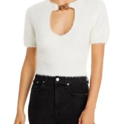 Buy 🔔 Fore 👩 Womens Ribbed Knit Keyhole Pullover Top ✨