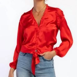 Discount ⭐ Velvet Heart 👩 women The Chrisette Blouse in Racer Red 🤩