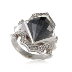 Brand new ๐ women Stephen Webster Superstud Silver Diamond Cat's Eye and Quartz Ring โ๏ธ