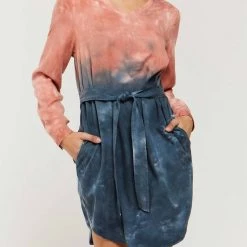 Discount 😍 Velvet Heart 👩 women Paison Ombre Tie Dye 👗 Dress in Rust ❤️