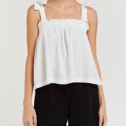 Coupon 🤩 Velvet Heart 👩 women Aria Tie Shoulder Smock Tank in White 🧨