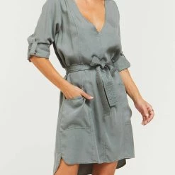 Wholesale 🤩 Velvet Heart 👩 women Tamalia Popover 👕 Shirtdress in Sage Olive 🥰