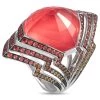 Hot Sale 🔔 women Stephen Webster Lady Stardust 18K White Gold Pink Opal Quartz and Sapphire Zigzag Ring ⭐