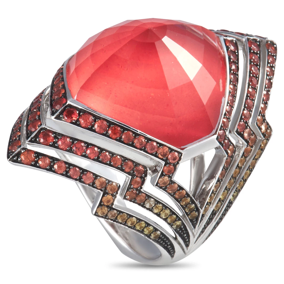 Hot Sale ๐ women Stephen Webster Lady Stardust 18K White Gold Pink Opal Quartz and Sapphire Zigzag Ring โญ 1 Hot Sale ๐ women Stephen Webster Lady Stardust 18K White Gold Pink Opal Quartz and Sapphire Zigzag Ring โญ