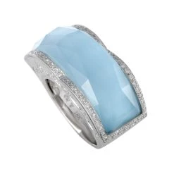 Top 10 👍 women Stephen Webster Crystal Haze 18K White Gold Diamond Turquoise and Clear Quartz Cocktail Ring 🧨