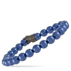 Buy 🛒 women Stephen Webster England Made Me Silver and Black Rhodium Blue Ceramic Beaded Bracelet (No Clasp) 🤩