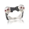 Cheap ⭐ women Stephen Webster Skull & Bones Men's Sterling Silver Ruby & Black Sapphire Ring 🥰