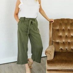 Best Sale ⭐ Velvet Heart 👩 women Amandine Paperbag Pants in Olive 🔥