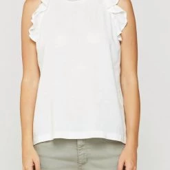 Top 10 ๐งจ Velvet Heart ๐ฉ women Kalliope Ruffle Tank in White โค๏ธ