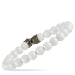 Hot Sale 🛒 women Stephen Webster England Made Me Silver and Black Rhodium White Ceramic Beaded Bracelet (No Clasp) 🎉