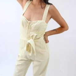 Wholesale 🥰 Fore 👩 women Easy Go Button Front Straight Leg Belted Jumpsuit in Cream 😍 -Deals ILIA Beauty Store a5d6901445a048779df58999eda79525 1080x