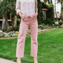 Hot Sale 👏 Velvet Heart 👩 women Bowie Tie Front 👖 Jeans in Peach Rose 🎉