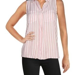 Cheap 🔔 Velvet Heart 👩 Womens Striped Collared Tank Top 😀