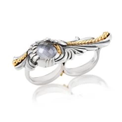 Flash Sale 🔥 women Stephen Webster Jewels Verne Sterling Silver Gemstone Two-Finger Ring 🌟