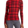 Outlet 😍 Fore 👩 Womens Plaid Pullover Turtleneck Top ❤️