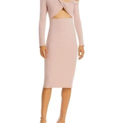 Best Pirce 🌟 Fore 👩 Womens Cut Out Off The Shoulder Midi 👗 Dress 😀