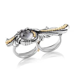 Wholesale 🥰 women Stephen Webster Jewels Verne Silver Cat's Eye & Quartz Double Finger Ring ✨