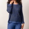 Buy 🔥 Habitat 👩 women Super Soft Fleece Stripe Pullover in Cobalt ⌛