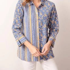 Hot Sale 🎉 Habitat 👩 women Bracelet Sleeve Shaped 👕 Shirt - 48121 in Denim 🌟